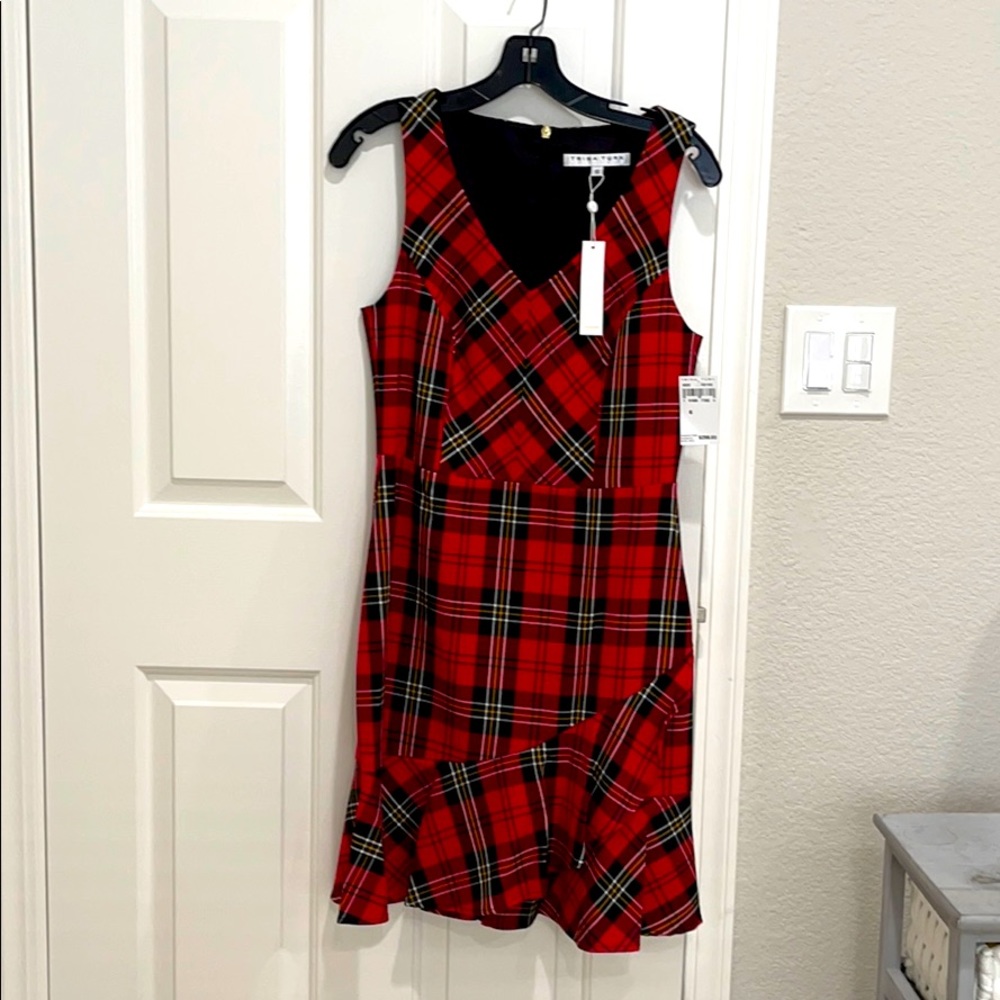 Trina Turk Red and Black Plaid Mini Dress